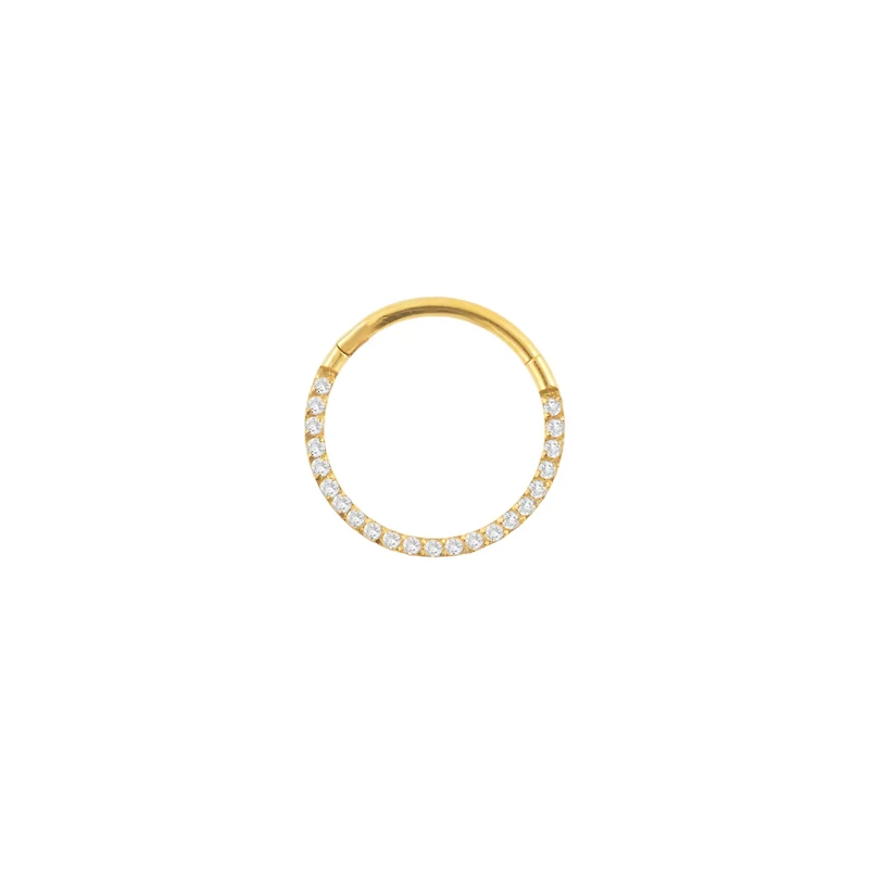 Goldtone CZ Multi-Gem Clicker Septum Ring