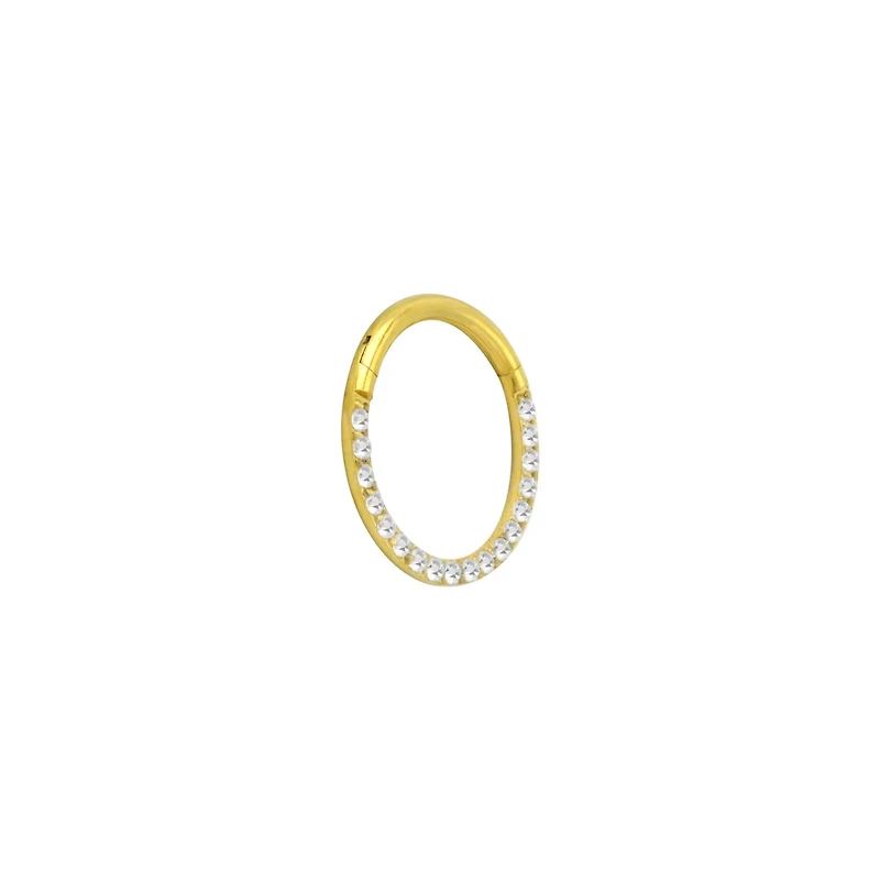 Goldtone CZ Multi-Gem Clicker Septum Ring