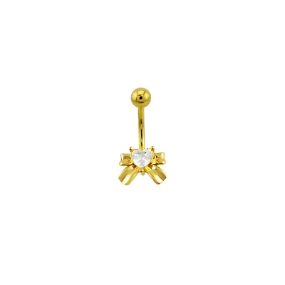 Multi-Pack CZ Goldtone Coquette Bows Banana Belly Ring 4 Pack - 14 guage