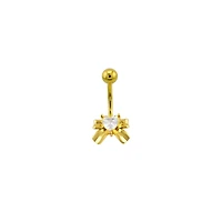 Multi-Pack CZ Goldtone Coquette Bows Banana Belly Ring 4 Pack - 14 guage