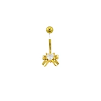 Multi-Pack CZ Goldtone Coquette Bows Banana Belly Ring 4 Pack - 14 guage
