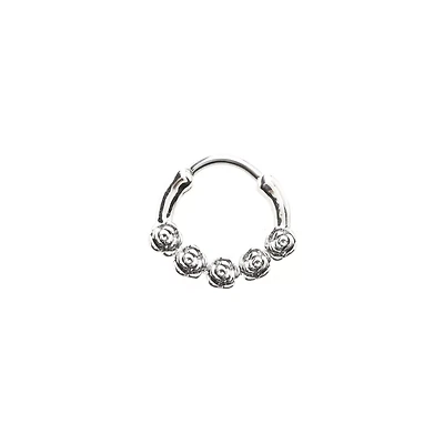 Silver-Tone Roses Clicker Septum Ring - 16 Gauge