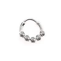 Silver-Tone Roses Clicker Septum Ring - 16 Gauge
