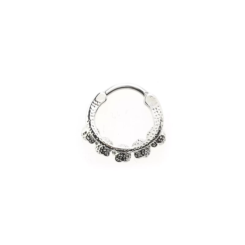Silver-Tone Roses Clicker Septum Ring - 16 Gauge