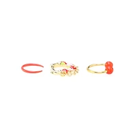 Multi-Pack Red Strawberry Septum Clicker Retainer and Horseshoe Rings 3 Pack - 16 Gauge