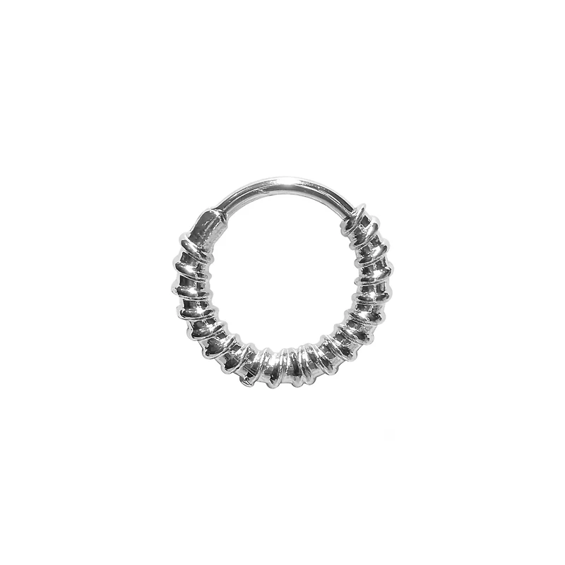 Spiral Silver-Tone Hinged Septum Ring - 16 Gauge