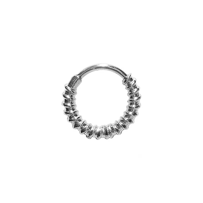 Spiral Silver-Tone Hinged Septum Ring - 16 Gauge