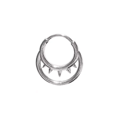 Spike Double Hoop Hinged Septum Ring - 16 Gauge