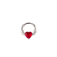 Red CZ Heart Barbed Wire Hinged Septum Ring - 16 Gauge