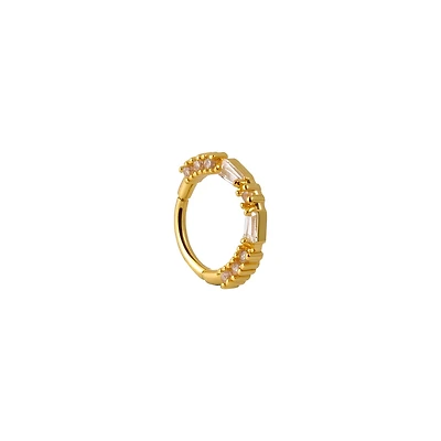 CZ Gold-Tone Hinged Septum Ring - 16 Gauge