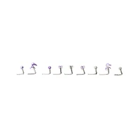Multi-Pack Purple Bow and Heart L-Bend Nose Rings 9 Pack - 20 Gauge