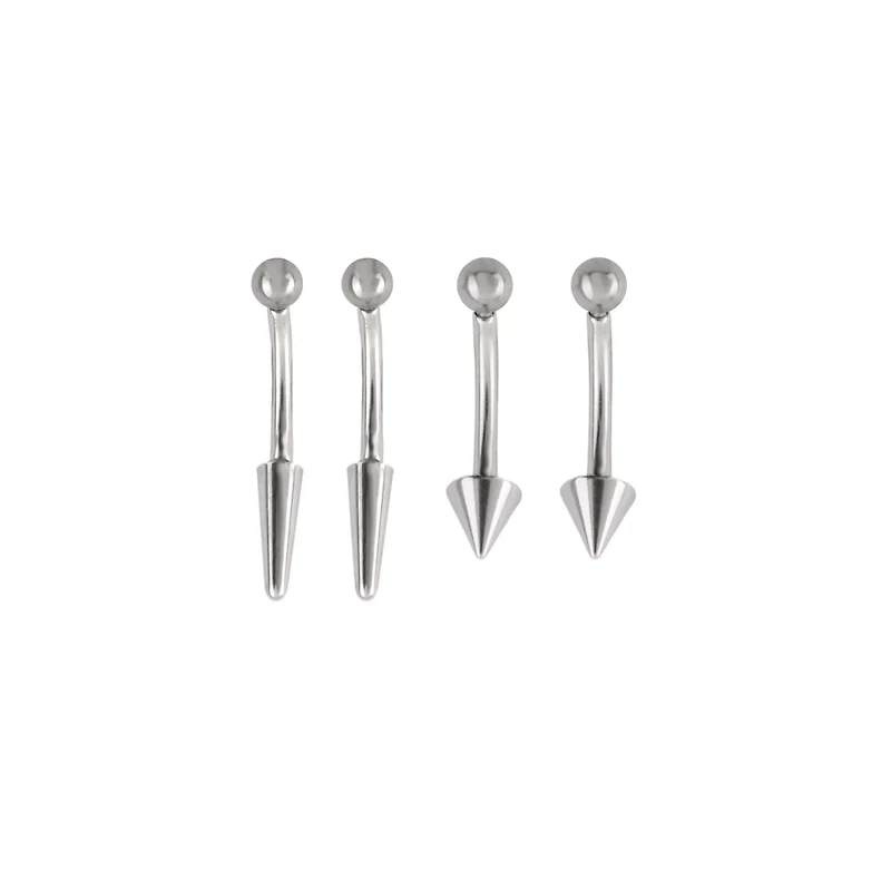 Multi-Pack Silvertone Cone Curved Barbells 4 Pack - 16 Gauge