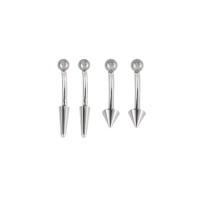 Multi-Pack Silvertone Cone Curved Barbells 4 Pack - 16 Gauge