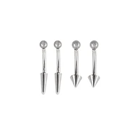 Multi-Pack Silvertone Cone Curved Barbells 4 Pack - 16 Gauge
