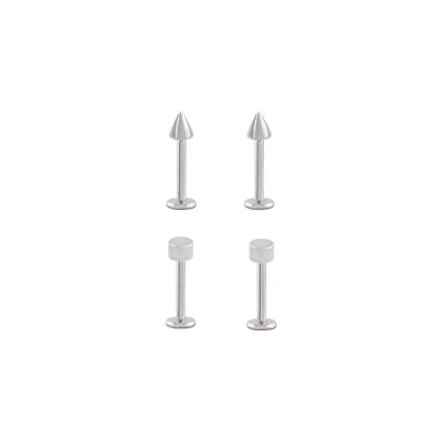 Multi-Pack Spike and Flat End Labrets 4 Pack - 16 Gauge