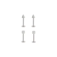 Multi-Pack Spike and Flat End Labrets 4 Pack - 16 Gauge