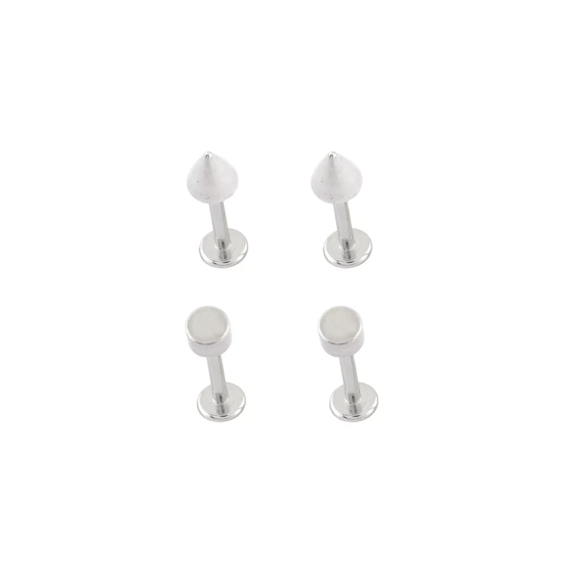 Multi-Pack Spike and Flat End Labrets 4 Pack - 16 Gauge