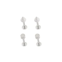 Multi-Pack Spike and Flat End Labrets 4 Pack - 16 Gauge