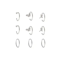 Multi-Pack CZ Snake Barbed Wire Hoop Nose Rings 9 Pack - 20 Gauge
