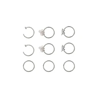 Multi-Pack CZ Snake Barbed Wire Hoop Nose Rings 9 Pack - 20 Gauge