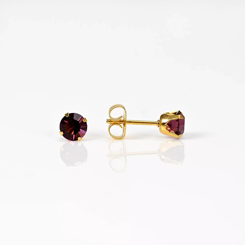 Gold Plated Amethyst Effect Stud Earrings
