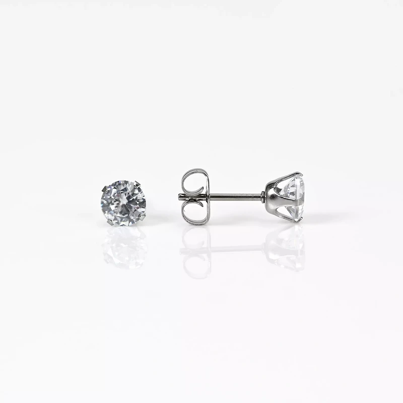 CZ Round Stud Earrings