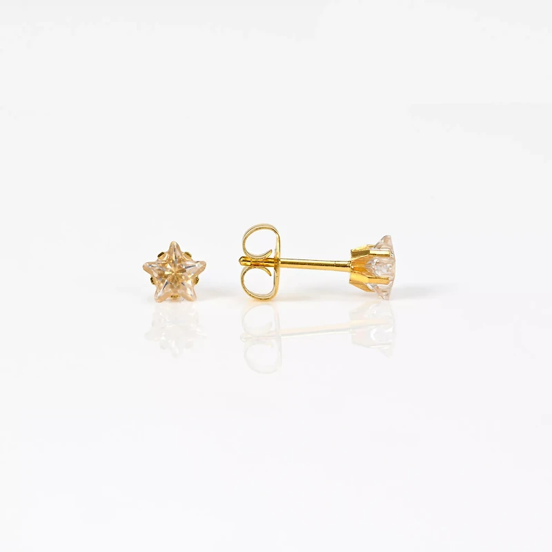 CZ Gold Plated Star Stud Earrings