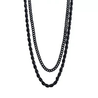 Multi-Pack Black Curb and Rope Chain Necklaces - 2 Pack