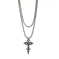 Multi-Pack Aurora Borealis-Effect Skeleton Gothic Cross Chain Necklaces - 2 Pack