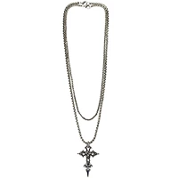 Multi-Pack Aurora Borealis-Effect Skeleton Gothic Cross Chain Necklaces - 2 Pack