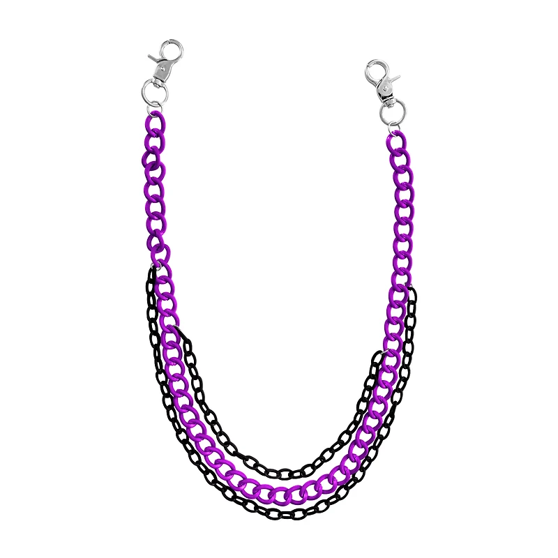 3 Row Purple and Black Wallet Chain