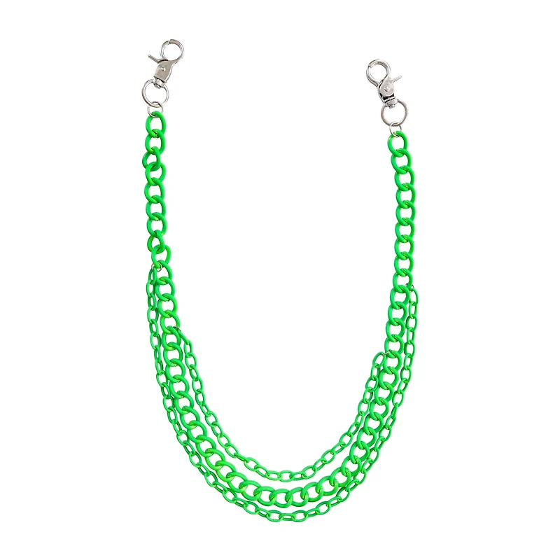 3 Row Neon Green Wallet Chain