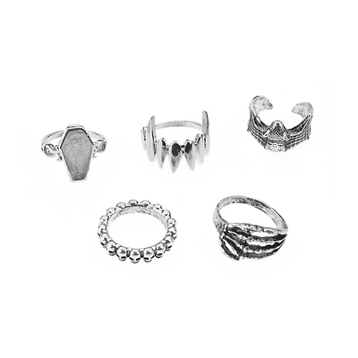 Multi-Pack Bat Fang Coffin Rings - 5 Pack