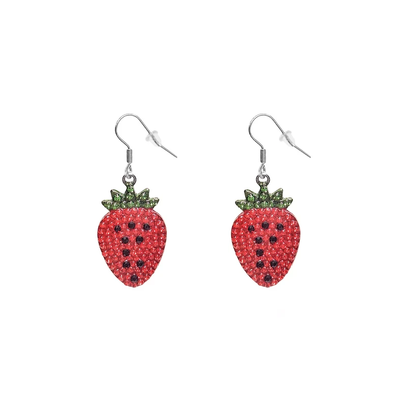 Diamante Strawberry Dangle Earrings
