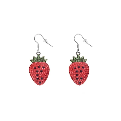 Diamante Strawberry Dangle Earrings