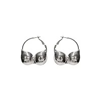 Silver-Tone Boob Hoop Earrings