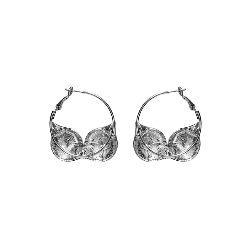 Silver-Tone Boob Hoop Earrings