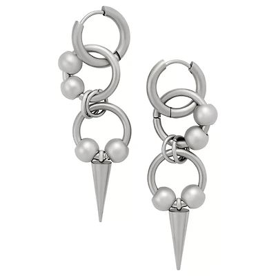 Horseshoe Spike Dangle Huggie Hoop Earrings