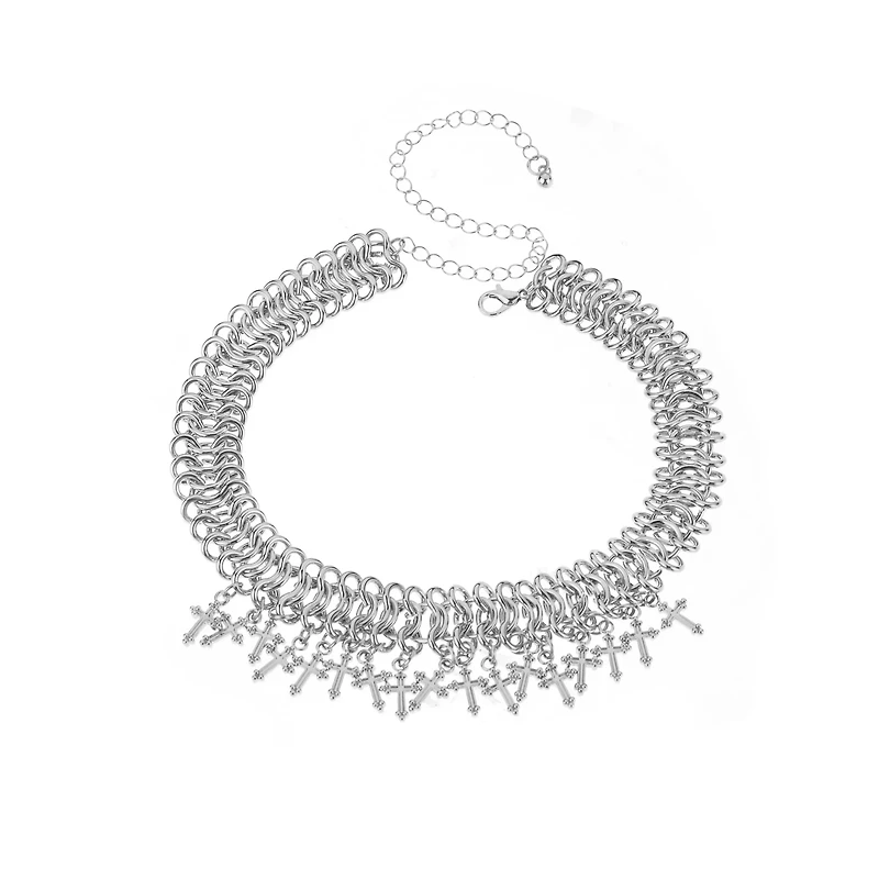 Safety Pin Cross Chain Necklace