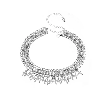 Safety Pin Cross Chain Necklace