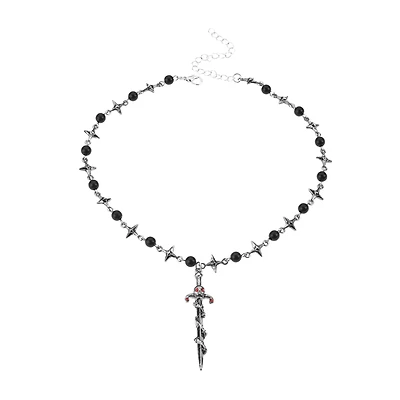 Skull Sword Rosary Necklace