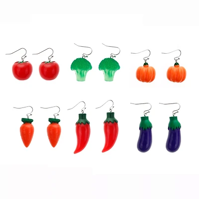 Multi-Pack Vegetable Dangle Earrings - 6 Pair