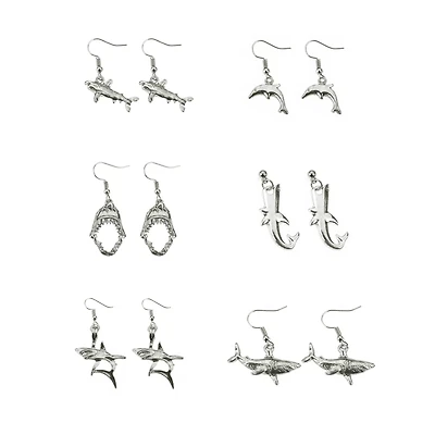 Multi-Pack Shark Mouth Teeth Dangle Earrings - 6 Pair