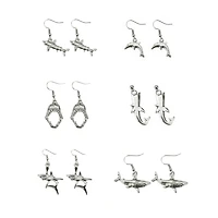 Multi-Pack Shark Mouth Teeth Dangle Earrings - 6 Pair