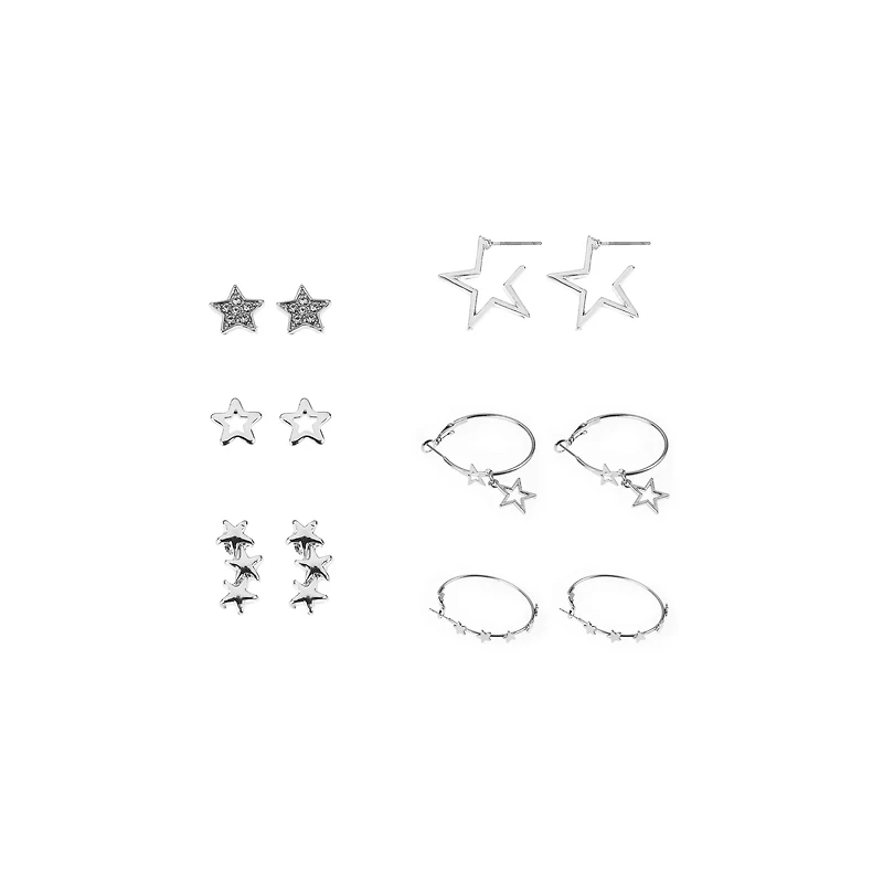 Multi-Pack Star Stud and Hoop Earrings - 6 Pair