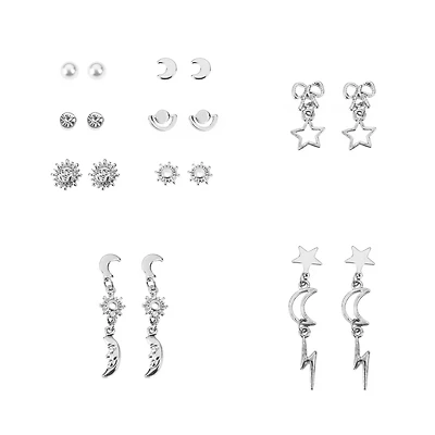 Multi-Pack Sun and Moon Earrings - 9 Pair