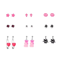 Multi-Pack Gummy Bear Safety Pin Earrings - 9 Pairs