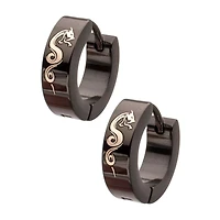 Black and Silver-Tone Snake Huggie Hoop Earrings - 18 Gauge