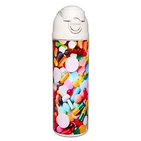 Pill Print Flip Top Water Bottle - 24 oz.