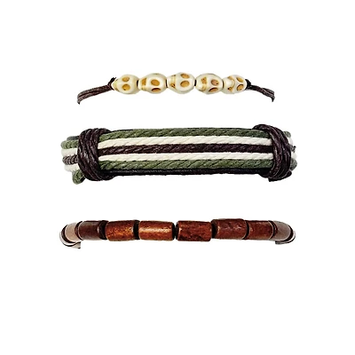Multi-Pack Beaded Skull Cord Bracelets - 3 Pack